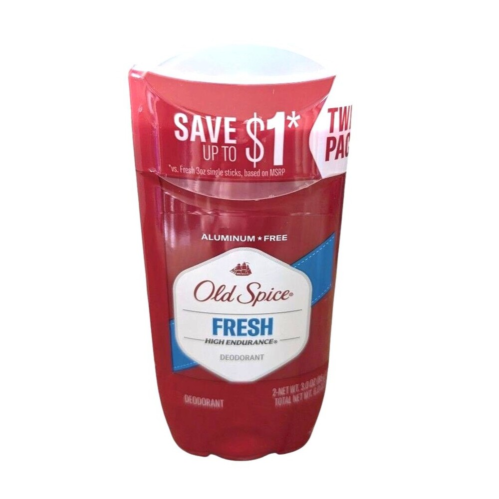 Old Spice Deodorant 2 Pack Fresh Scented Aluminum-Free 3.4 Oz Each New